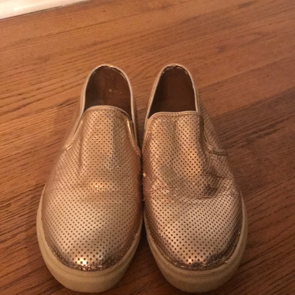 Gold Steve Madden slip ons